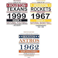 Houston Vintage plakāts — 3 izdruku komplekts 28 x 35 cm — Astros, Texans, Rockets