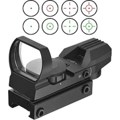 Red Dot Visor tēmēklis, Red Dot Sight Reflex tēmēklis, sarkans zaļš ar taktiskiem 4 tīkliņiem 20 mm/22 mm Weaver vai Picatinny sliežu sistēmām