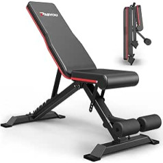 PASYOU Weight Bench salokāms treniņu sols ar 9 x 4 x 3 regulējamām pozīcijām vairāku slīpumu sols kā vēdera un muguras trenažieris mājām, maks. 318 kg Svars Kravnesība