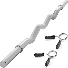 MAXXIVA Curl Bar 120 cm Spēka treniņš pievilkšanās stienis Sudraba hromēts treniņš Kultūrisms Fitness Spring Lock Svara celšana