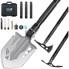 Freelander Folding Shovel Survival, 19 in 1 Multifunctional Camping with Axe and Pickaxe, Folding Shovel of 3 Length Combinations, 180 Degree Folding, Shovel for Survival