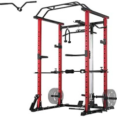 ZERELEK Power Cage, 1200 lbs Power Rack ar LAT nolaižamu, daudzfunkcionāls pietupiens, svaru būris ar skriemeļu sistēmu, pietupiens mājas trenažieru zālei ar treniņa stiprinājumu