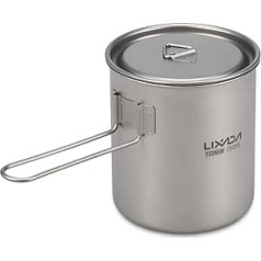 Lixada Camping Titanium Pot 750 ml ūdens krūze ar noņemamu rokturi āra trauku piknika traukiem