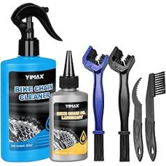 Bicycle Cleaning Set, YIMAX 6-in-1 Bicycle Chain Cleaner Set with 100 ml Biodegradable Bicycle Chain Oil and 300 ml Bicycle Chain Cleaner Spray, Bicycle Cleaner with Brushes for All Bikes