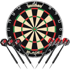 WINMAU Blade 6 Professional Bristle klasiskais šautriņu dēlis ar šautriņu mešanas komplektu (2 šautriņu komplekti)