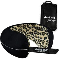 Sandini TravelFix Regular Size Premium Travel Pillow Made in the EU - Neck Pillow with Ergonomic Support - Free Carry Bag with Clip Multicolour