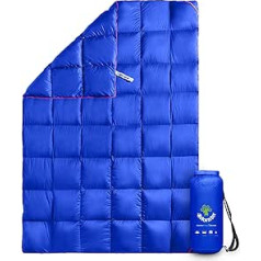 4Monster pūkų antklodė Lengva, kompaktiška lauko stovyklavimo antklodė Itin šilta, vandeniui atspari supakuojama antklodė, skirta žygiams piknikuose kempinguose (Grid Blue, M: (137 x 203 cm)