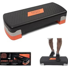 Phoenix Fitness RY1010 stepboard aerobikas fitnesa steperis, platformas augstums regulējams līdz 2 līmeņiem - 10 cm un 15 cm kardio treniņš - melns