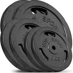 Hop-Sport 60 kg čuguna svara šķīvju komplekts, dažādi komplekti, no kuriem izvēlēties, Svara šķīvji ar 30/31 mm cauruma diametru