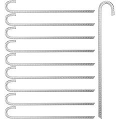 Relaxdays Ground Anchors, Set of 10, Long Tent Pegs for Gazebo, Trampoline, Galvanised Steel Pegs, 45 cm Long, Silver