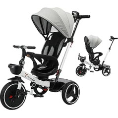 UBRAVOO Baby Tricycle, 6-in-1 Baby Push Bike stūres rati, Mācību toddler velosipēds/noņemamas aizsargmargas, Regulējams pārsegs, Drošības josta, Amortizējoša konstrukcija