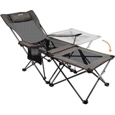 Asteri Folding Portable Camping Chair with Cup Holder, Removable Side Table and Carry Bag, beige