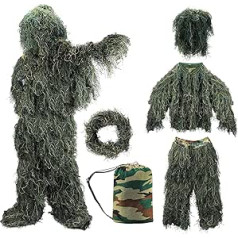 ZORVEM Ghillie uzvalks, 3D maskēšanās apģērbs medībām vīriešiem/bērniem/pusaudžiem (S/M/L/XL/XXL)