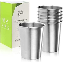 Robin Goods® 6 x Stainless Steel Drinking Cups - High-Quality Stainless Steel Mug - Camping Mug 250 ml - Travel Mug Shatterproof and BPA Free (006 Pieces - Silver)