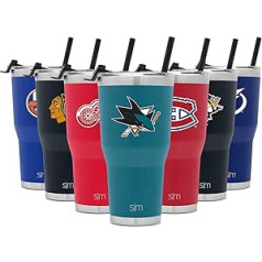 Simple Modern Officially Licensed NHL San Jose Sharks Tumbler with Straw and Flip Top Lid Insulated Stainless Steel 30 Oz Cruiser Collection San Jose Sharks