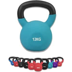 wuuhoo® Dwayne Kettlebell - Kettlebell 2 kg - 28 kg Pagaminta iš tvirto ketaus su neopreno danga, Swing Barbell jūsų jėgos treniruotėms, Svoriai su spalvų kodais - Sporto įranga namams