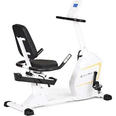 SportPlus Exercise bike with magnetic brake, 24 resistance levels, gentle on joints and back, extra soft seat, up to 200 watts, fitness equipment for seniors, reclining trainer, app compatible