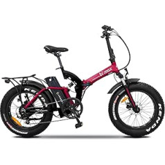 Silver Bi Max salokāms e-velosipēds, pilna balstiekārta, 20 collas x 4 biezi riteņi, disku bremzes, 250 W motors, maksimālais atbalstāmais svars 100 kg, akumulators 374 Wh, 27 kg