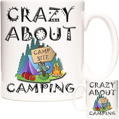 KAZMUGZ Crazy About Camping krūze, telts un ugunskura attēls uz 11oz keramikas krūzes