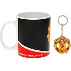 Manchester United Official Crest Ceramic Mug and Keyring Gift Set