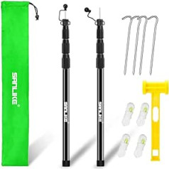 SANLIKE 2 x 250.2 cm Fibreglass Tent Poles Camping Lightweight Adjustable Rain Fly Awning Canopy