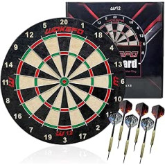 Bristle Dartboard Set - Regular Size Compressed Sisal Dartboards with Printed Number and Staple-Free Bullseye - Includes 6 Steel Tip Darts - 18g & Dartboard Assembly Kit