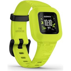 Garmin vívofit Jr. 3 — ūdensizturīgs digitālais aktivitāšu izsekotājs bērniem no 4 gadu vecuma, liels 1,4 cm displejs, avārijas kontakts, akumulatora darbības laiks līdz 1 gadam, piedzīvojumu pasaule un viktorīna (atjaunots)