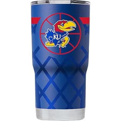 Gametime Sidekicks Kansas Drinking Cup 20 oz oficiāli licencēts 18/8 nerūsējošā tērauda dubultsienas vakuumizolēts UV LED apdrukāti logotipi bez svīšanas, paliek karsts/auksts — basketbola tīkla ietīšana