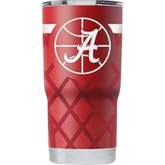 Gametime Sidekicks Alabama 20 oz Crimson Tumbler — oficiāli licencēts 18/8 nerūsējošā tērauda dubultsiena vakuumizolēts UV LED drukāts logotipi bez svīšanas, paliek karsts/auksts — basketbola tīkls