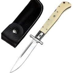 Joa Pocket Knife Slim Folding Knife Sharp Knife White for Camping Hiking Folding Knife Sword One-Handed Knife Practical Outdoor Knife Survival Hunting Knife with Leather Sheath