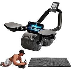 Automātisks atsitiena vēdera vēdera ritenis, 4D abs rullītis ar elkoņa balstu, plank abs rullītis Core Trainer, Fitness abs trenažieris, rullīšu ritenis, vēdera muskuļu treniņš