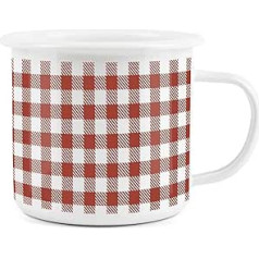 Red Gingham emaljas krūze White Camping izturīgi karstie dzērieni āra ceļojumu piknika mājas pārgājienu krūze