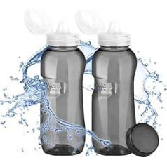 Kavodrink 2 x Tritan ūdens pudele 0,5 l + sporta vāks ūdens pudele melna sporta pudele bez BPA 500 ml