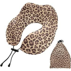 Mnsruu Neck Pillow Leopard Beige Brown Texture Travel Pillow Memory Foam Travel Pillow for Sleeping Aeroplane Portable Neck Travel Pillow, Aeroplane Pillow Travel Essentials