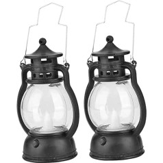 UKCOCO Pack of 6 LED Vintage Oil Lanterns Battery Operated Lanterns LED Oil Lantern LED Petroleum Lamp Ornament Miniature Petroleum Lamp Table Decoration Fireplace Decoration Plastic Outdoor