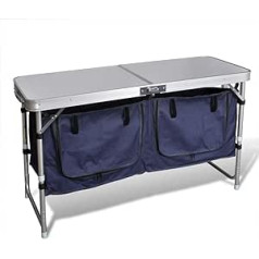 WELLIKEA Camping Furniture Storage Space Aluminium Folding Silver