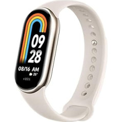 NK Mi Smart Band 8 aktivitātes rokassprādze, AMOLED displejs, sirdsdarbības monitors, 190 mAh, 150+ sporta režīmi, akumulatora darbības laiks līdz 16 dienām, zelts