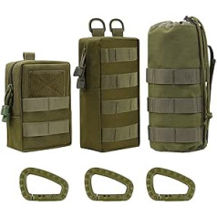 Taktiskās jostas somas 3 iepakojumā Molle Bag Compact Tactical Molle somiņa EDC somiņa Militāra kompakta jostas soma Daudzfunkcionāla jostas soma ar 3 āķiem kempinga pārgājieniem, riteņbraukšanai kāpšanai (zaļa)