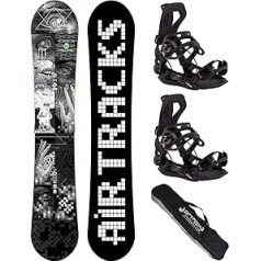 Airtracks vīriešu snovborda komplekts - Pixel Bomb Carbon Flat Zero Rocker Plats snovborda dēlis - Snowboard Binding Star vai Master Fastec - Snovborda soma 148 153 158 163 cm