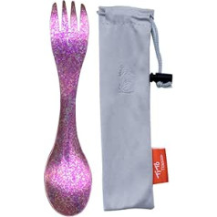 TiTo Titanium Outdoor Camping Pikniks Titāna karote Galda trauki Titāna sakausējuma dakša Ultralight Pure Titanium Spork (Bright Rose)