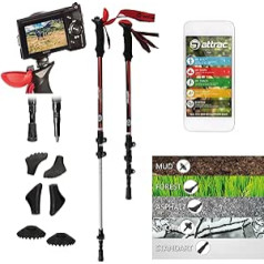 ATTRAC Telescopic Hiking Poles with Tripod | Trekking Poles Carbon Ultra Light for Photos | Adjustable Between 66-160 cm | Includes Nordic Walking Fitness App