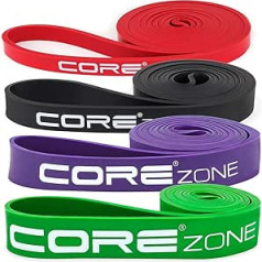 COREZONE pretestības josla | Mājas trenažieru zāles vingrošanas lentes sēžamvietām, kājām, sēžamvietām, jogai, pilates, Crossfit, fitnesam, fizioterapijai, stiepšanai | Daudzkrāsainas pretestības lentes vīriešiem un sievietēm