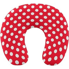 Chin Support Neck Pillow, Compatible with White Red Dots, Memory Foam Travel Pillow with Breathable Zipper Cover, Machine Washable Sleeping Pillow for Airplane Travel and Cars