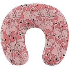 Oudrspo Flamingo Cartoon Animal Pattern Neck Pillow for Sleeping, U Shaped Travel Pillow, Neck Support Pillow, Airplane Pillow for Home and Office