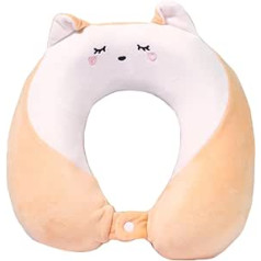 Memory Foam Travel Pillow Cartoon Headrest Travel Sleeping Pillow for Children and Adults, Home and Office Sleeping Pillow, beige