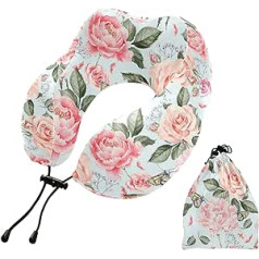 YOUJUNER Reisekissen Retro Blume Rose Memory Foam Nackenkissen Stützkissen Nackenkissen