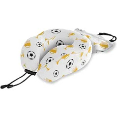 QMIN Travel Pillow Sport Football Trophy Pattern Atmiņas putas kakla spilvena atbalsts U formas spilvens Ergonomisks kakla spilvena ceļojumu komplekts tālsatiksmes lidmašīnām, auto vilcienam