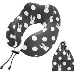 YOUJUNER Travel Pillow Rabbit White Polka Dot Memory Foam Kakla spilvena atbalsta spilvens Kakla spilvens