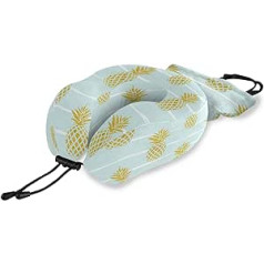 QMIN Reisekissen Gold Ananas Geometrische Streifen Memory Foam Nackenkissen Unterstützung U-Form Kissen ergonomisches Nackenkissen Reise-Set für Langstreckenflugzeuge Auto Zug