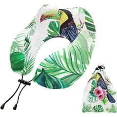 YOUJUNER Travel Pillow Tropical Leaves Bird Toucan Memory Foam Neck Pillow Support Pillow Neck Pillow